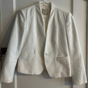 LOFT Women’s 2P white textured cotton blend cropped blazer
